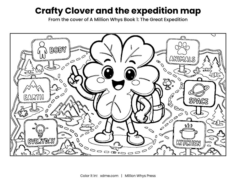 Coloring page: Crafty Clover and the expedition map