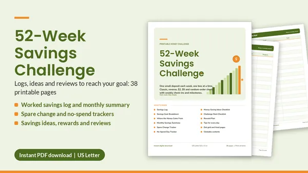Cover of 52-Week Savings Challenge