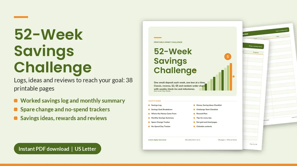 Cover of 52-Week Savings Challenge