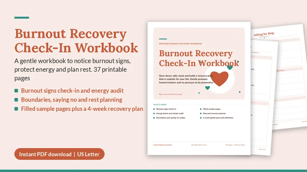 Cover of Burnout Recovery Check-In Workbook