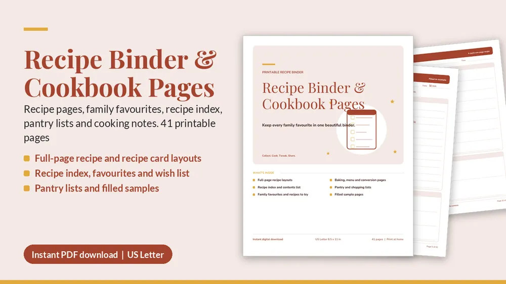Cover of Recipe Binder & Cookbook Pages
