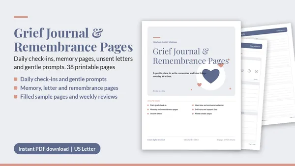 Cover of Grief Journal & Remembrance Pages