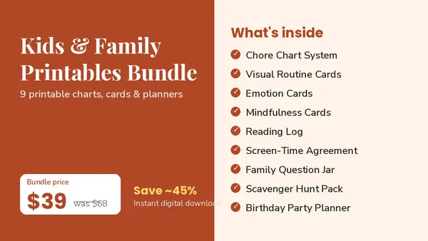 Cover of Kids & Family Printables Bundle