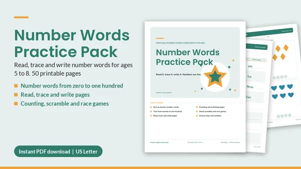 Cover of Number Words Practice Pack