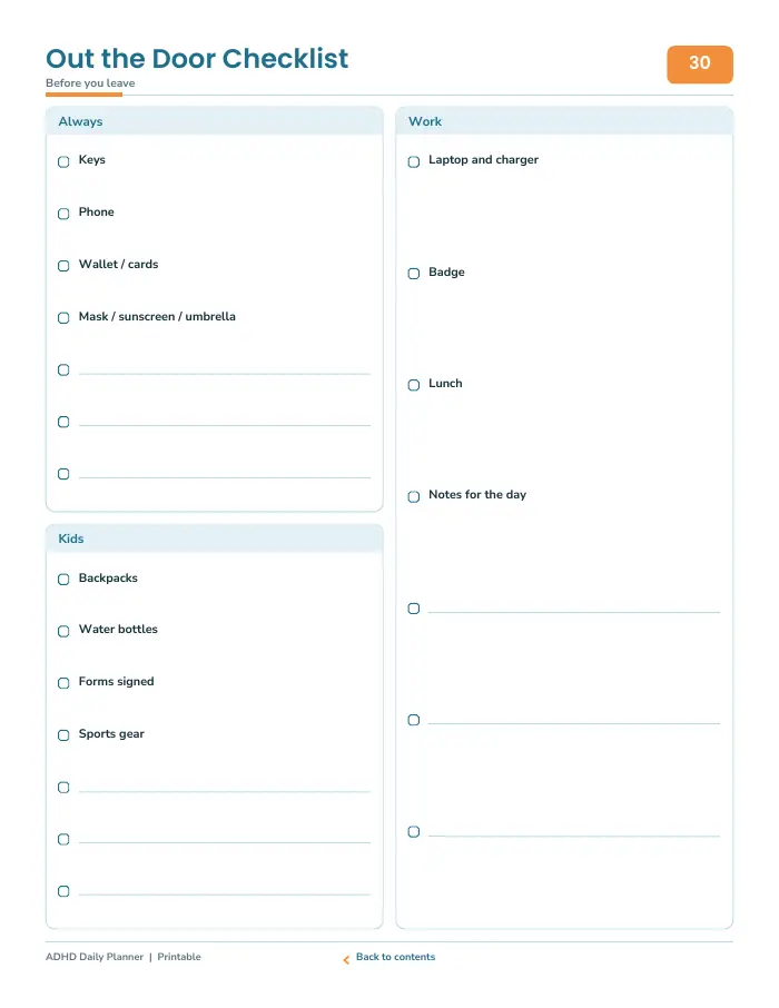 Inside page 3 of ADHD Daily Planner & Brain Dump Pages