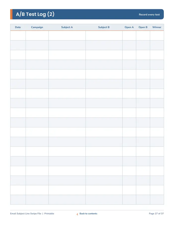 Inside page 3 of Email Subject Line Swipe File