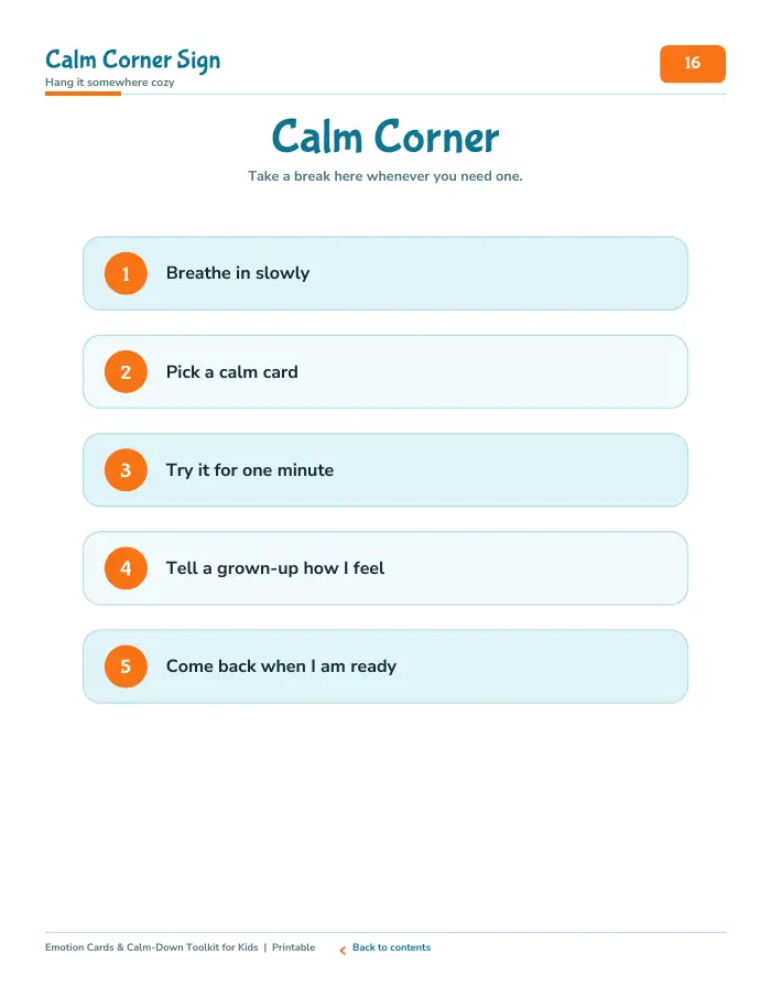Inside page 2 of Emotion Cards & Calm-Down Toolkit