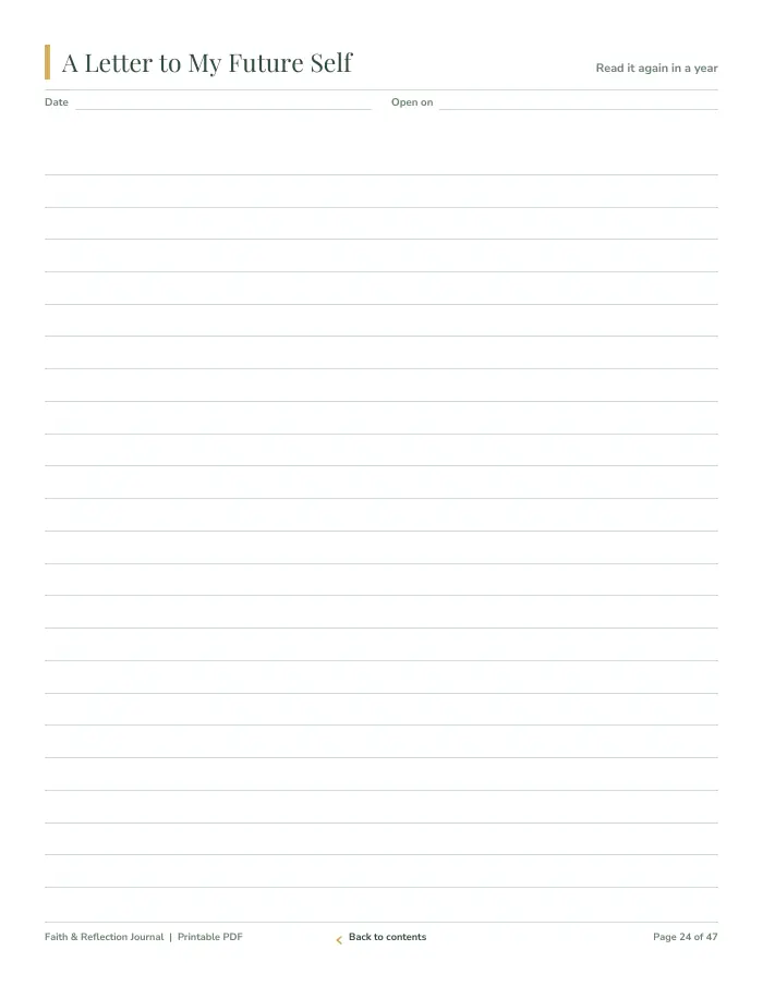 Inside page 2 of Faith & Reflection Journal