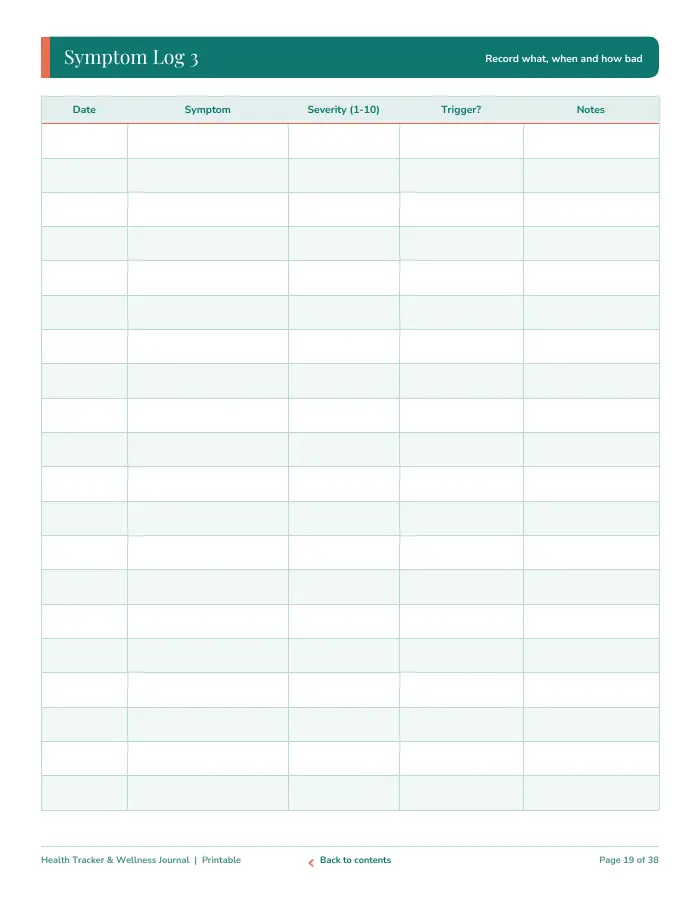 Inside page 2 of Health Tracker & Wellness Journal