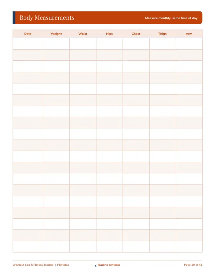 Inside page 3 of Workout Log & Fitness Tracker